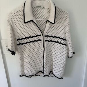 Abercrombie & Fitch Crochet Style Polo Top Size Medium